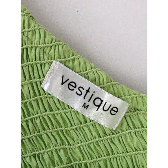 Vestique Cropped One Shoulder Top Womens M Green Ruffle Beachy Resort Glam Vaca - Picture 8 of 12